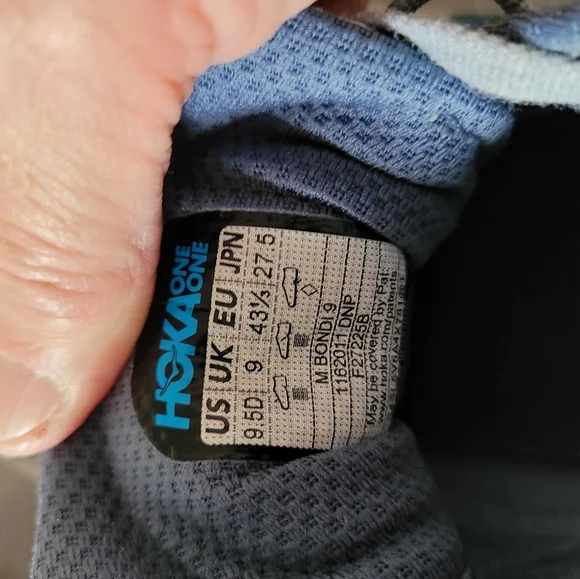 MENS BLUE HOKA BONDI 9 SIZE 9.5 GOOD USED CONDITION NO BOX SEE PICS 1162011DNP - Picture 3 of 10